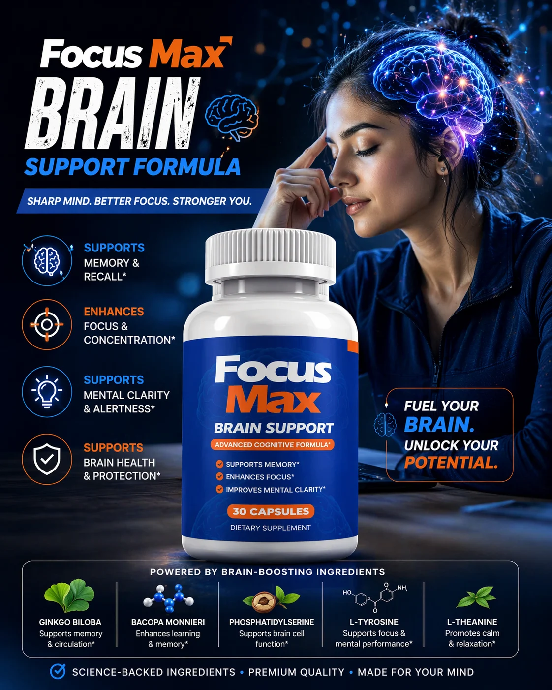 FocusMax Mental Clarity & Focus Support Supplement